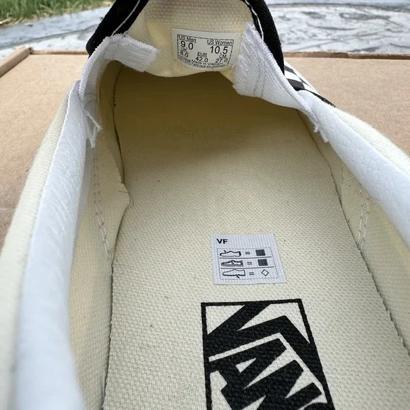 NEW Vans Checkerboard Skate Shoes Slip On Black White Men's 9 or Women 10.5 - Picture 5 of 5